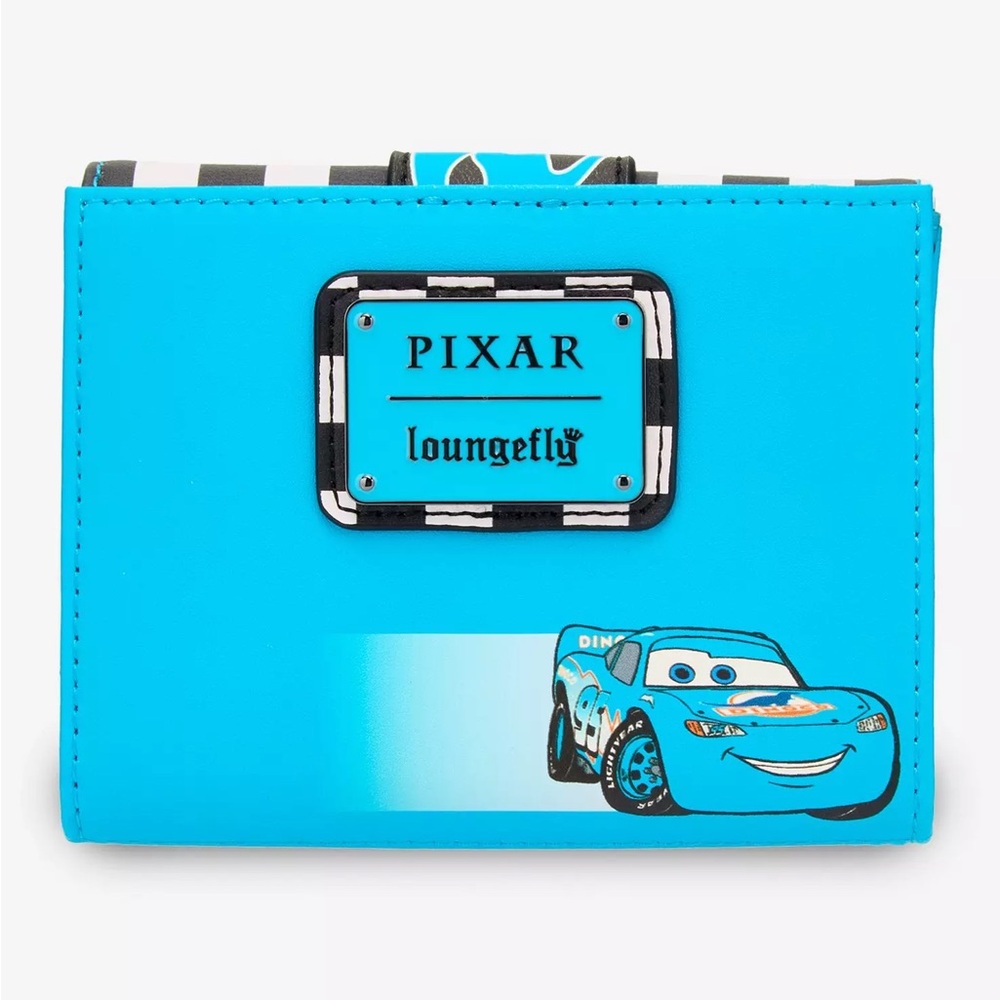 Loungefly Disney Pixar Cars Lightning McQueen Dinoco Checkered Wallet - Picture 3 of 5